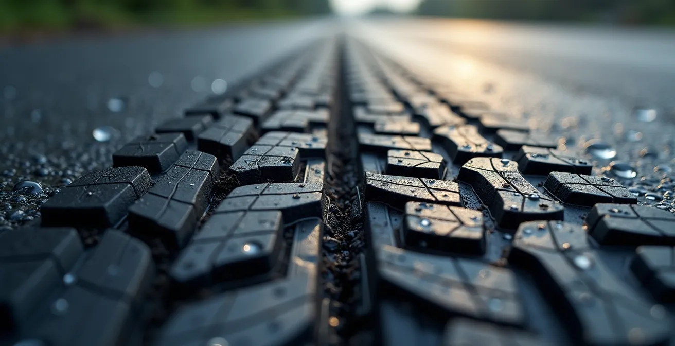 Macro photography showing tire wear particles from heavy EV versus lightweight e-bike